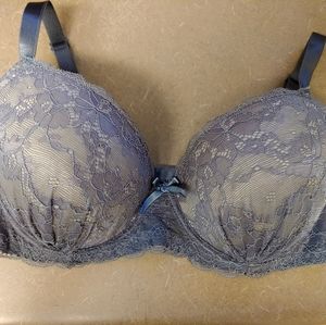 36D lace covered under-wire bra with bow.